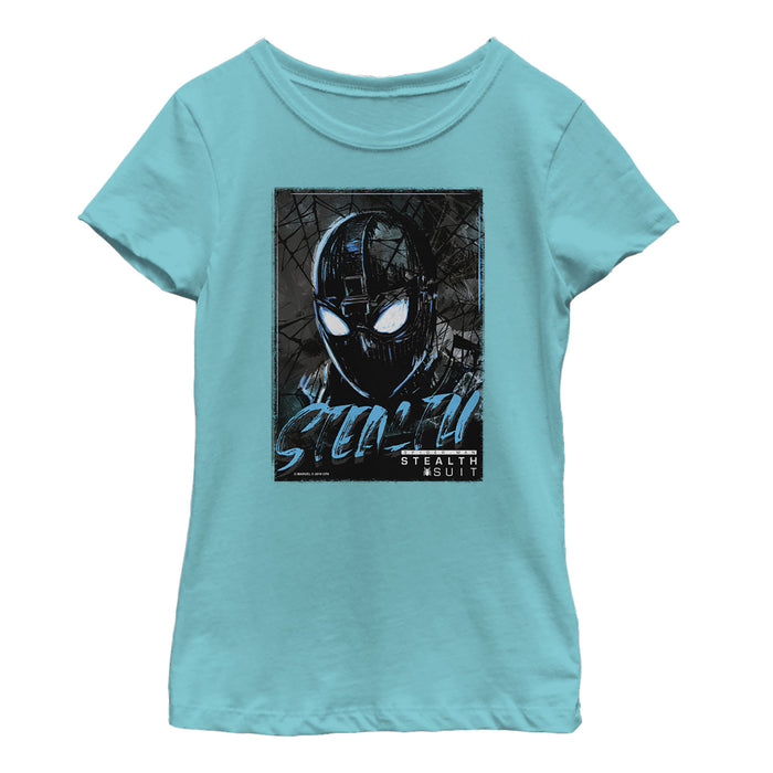 fifth sun Girl's Marvel Spider-Man: Far From Home Artsy Stealth T-Shirt