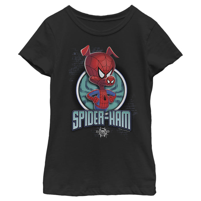 fifth sun Girl's Marvel Spider-Man: Into the Spider-Verse Peter Porker T-Shirt