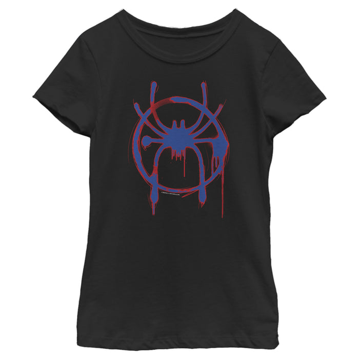 fifth sun Girl's Marvel Spider-Man: Into the Spider-Verse Spray Paint Logo T-Shirt