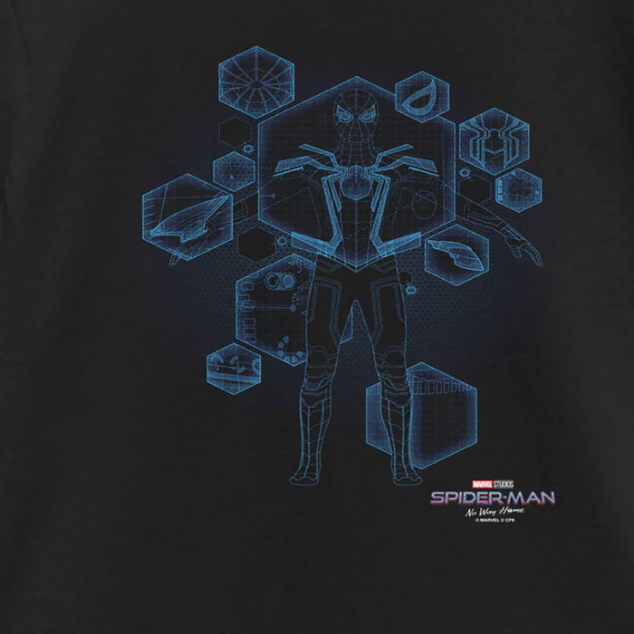 Fifth Sun Girl's Marvel Spider-Man: No Way Home Black Suit Blueprint T-Shirt