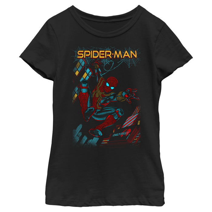 fifth sun Girl's Marvel Spider-Man: No Way Home Slinging Cover T-Shirt