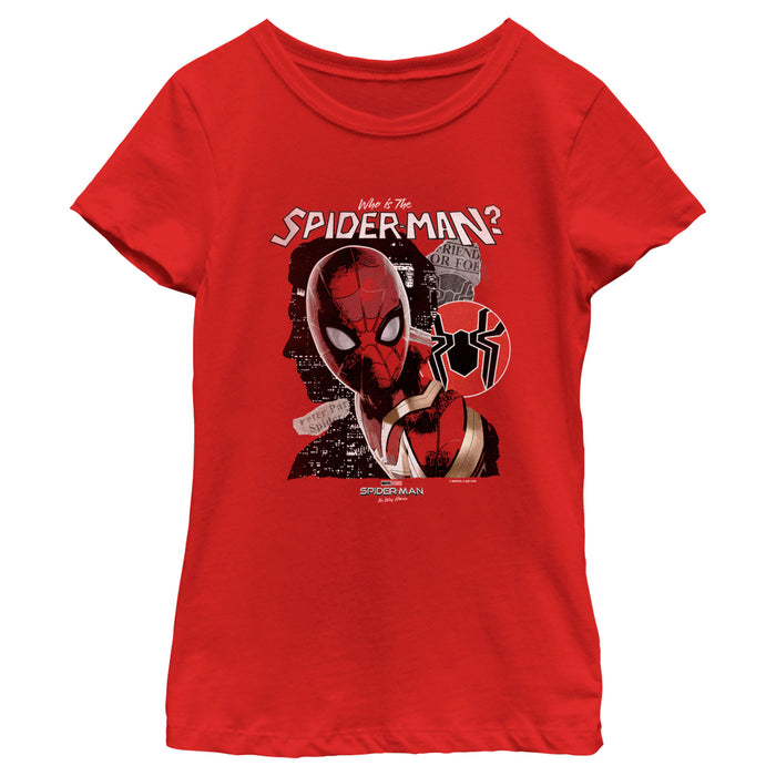 fifth sun Girl's Marvel Spider-Man: No Way Home Who is the Spider-Man T-Shirt