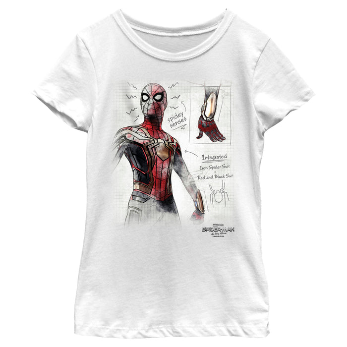fifth sun Girl's Marvel Spider-Man: Now Way Home Integrated Suit Sketch T-Shirt