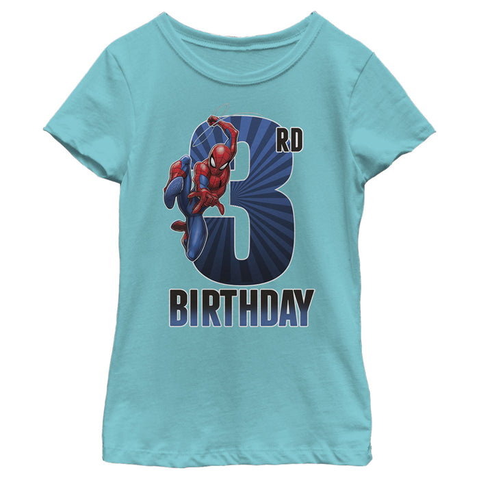 fifth sun Girl's Marvel Spider-Man Swinging 3rd Birthday T-Shirt