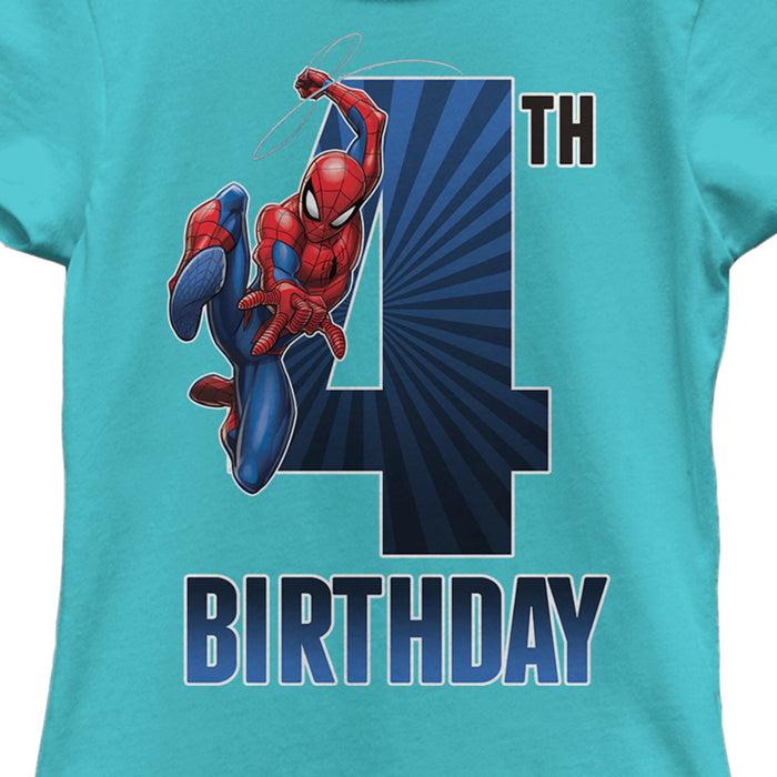 Fifth Sun Girl's Marvel Spider-Man Swinging 4th Birthday T-Shirt