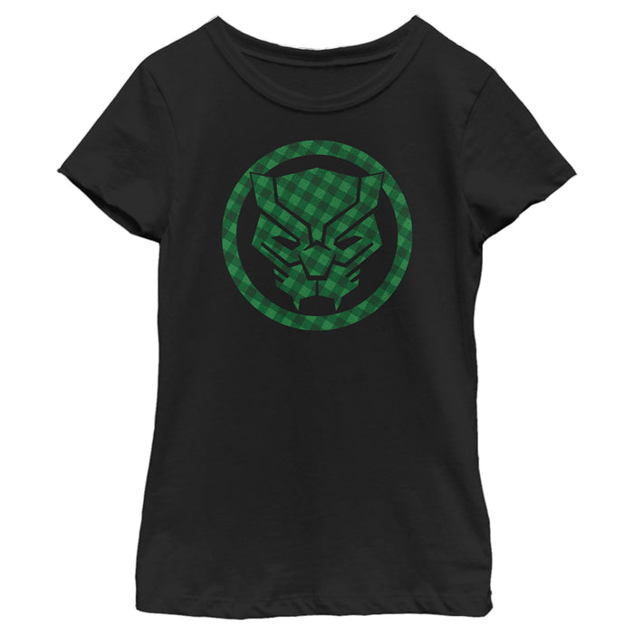 fifth sun Girl's Marvel St. Patrick's Day Lucky Black Panther Mask T-Shirt