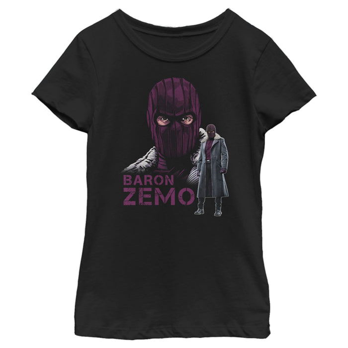 fifth sun Girl's Marvel The Falcon and the Winter Soldier Mask of Baron Zemo T-Shirt