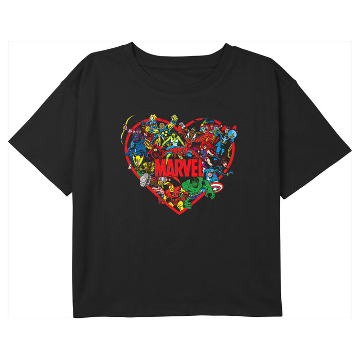 fifth sun Girl's Marvel Valentine's Day Classic Hero Heart T-Shirt
