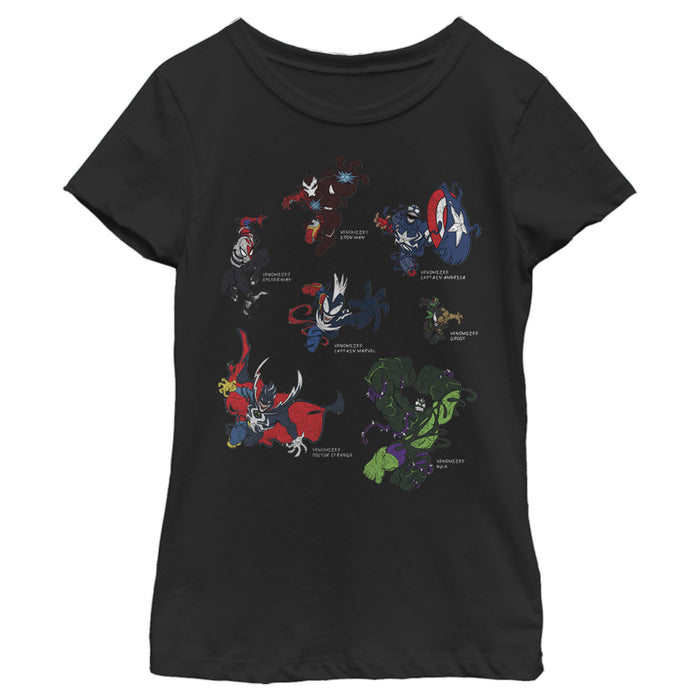 fifth sun Girl's Marvel Venomized Hero Circle T-Shirt