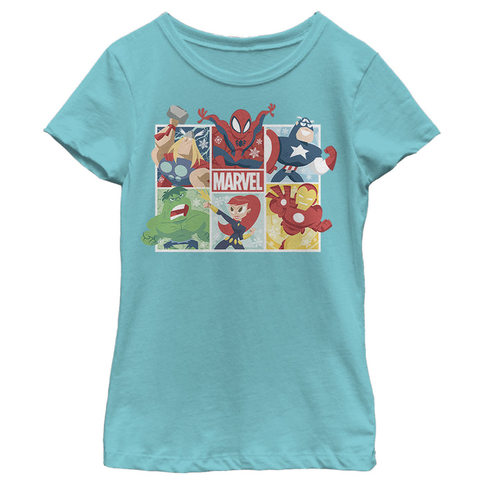 fifth sun Girl's Marvel Winter Holiday Heroes T-Shirt