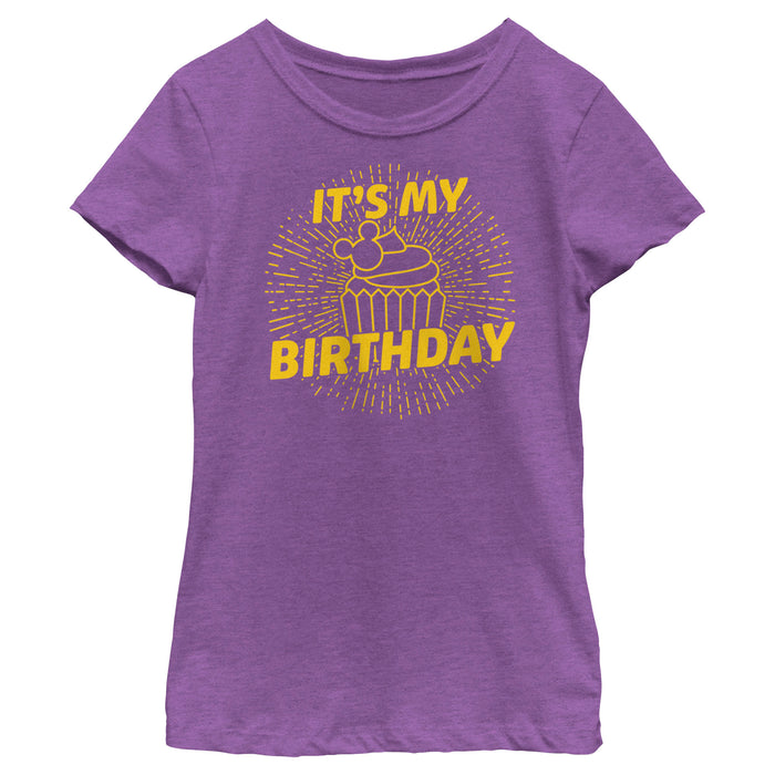 fifth sun Girl's Mickey & Friends Birthday Cupcake T-Shirt