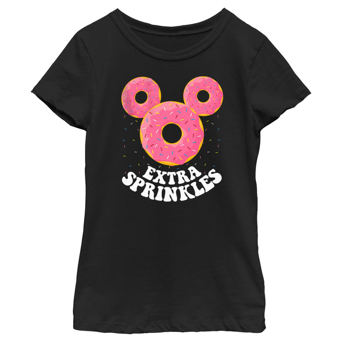 fifth sun Girl's Mickey & Friends Mickey Mouse Extra Sprinkles Donut Silhouette T-Shirt