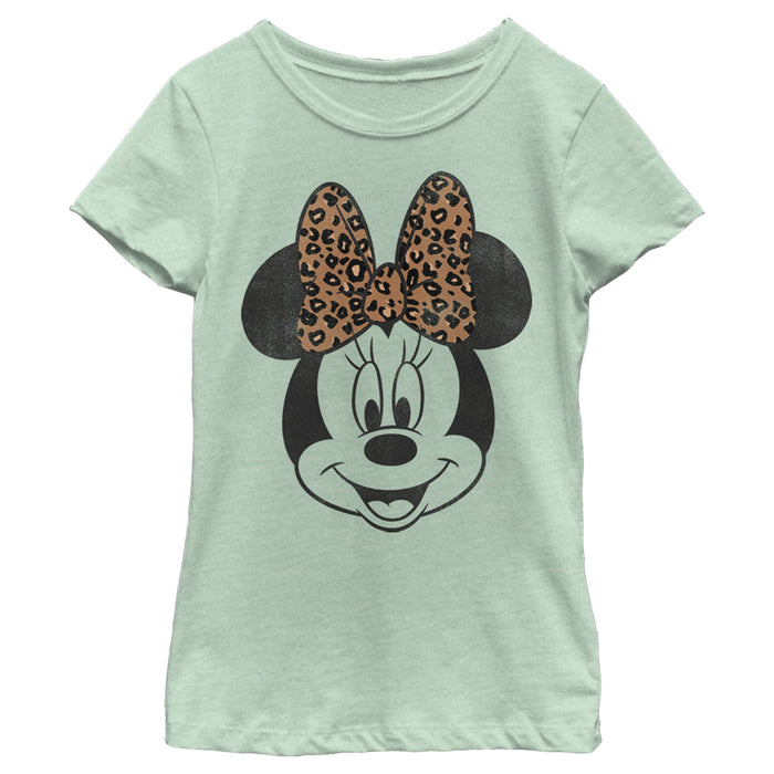 Fifth Sun Girl's Mickey & Friends Minnie Mouse Cheetah Print Bow T-Shirt
