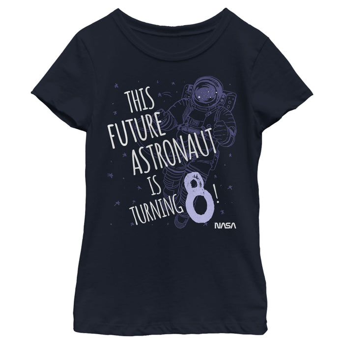fifth sun Girl's NASA This Future Astronaut Is Turning 8 Outline Sketch T-Shirt