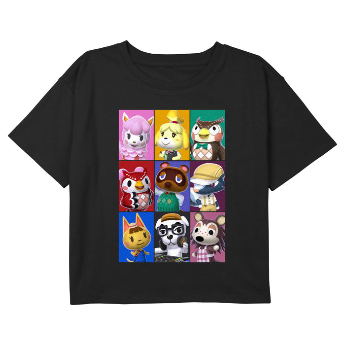 fifth sun Girl's Nintendo Animal Crossing Character Grid T-Shirt