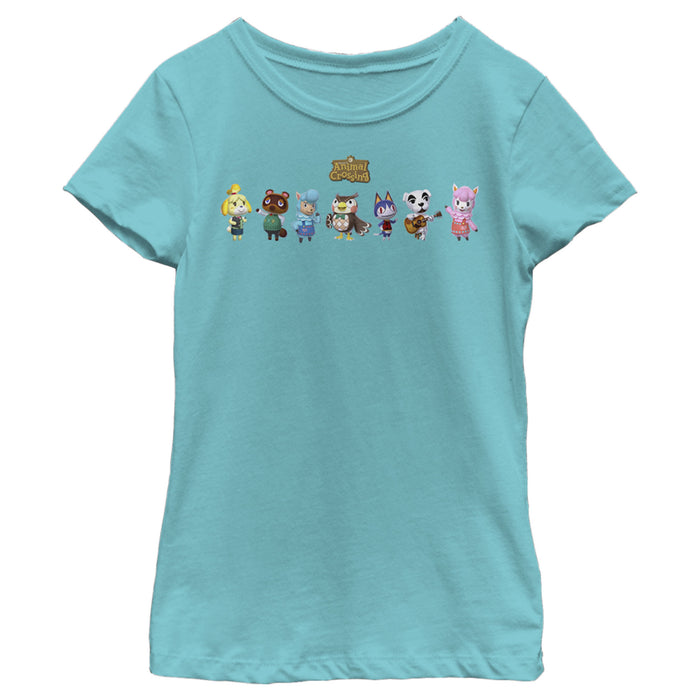 Fifth Sun Girl's Nintendo Animal Crossing Character Lineup T-Shirt