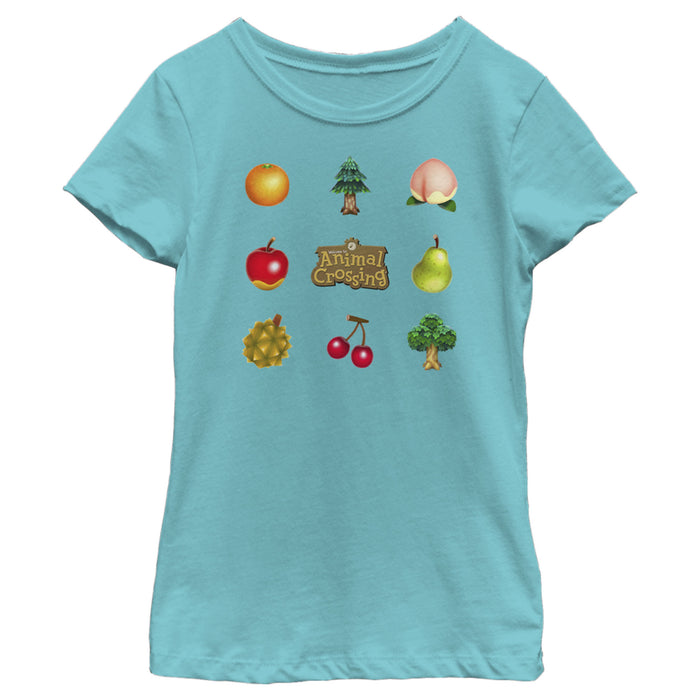 Fifth Sun Girl's Nintendo Animal Crossing Items Found Title Logo T-Shirt