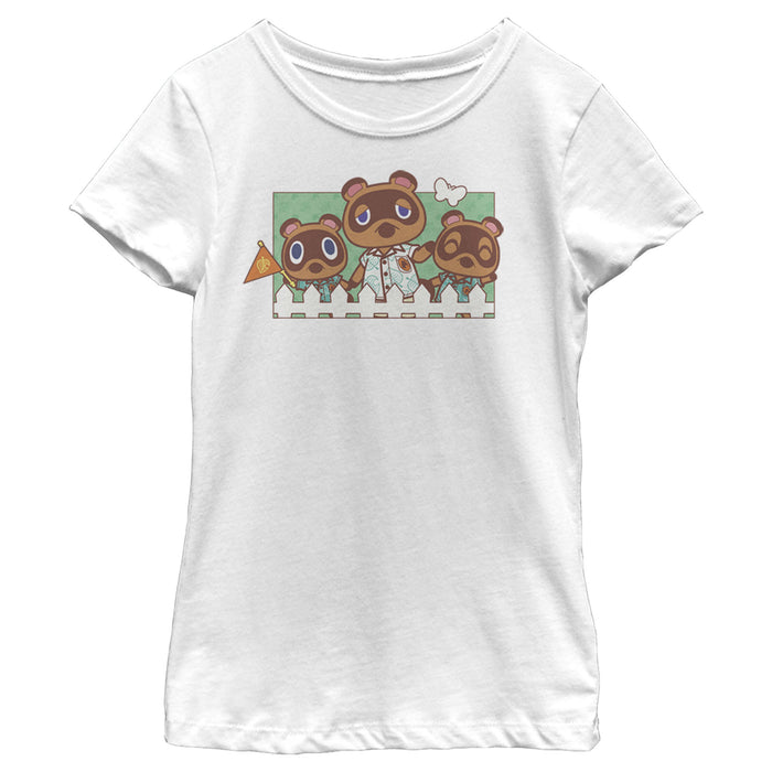 fifth sun Girl's Nintendo Animal Crossing Nook Family Portrait T-Shirt