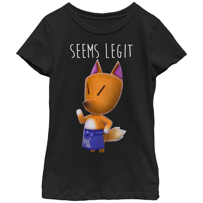 fifth sun Girl's Nintendo Animal Crossingd the Fox Seems Legit T-Shirt