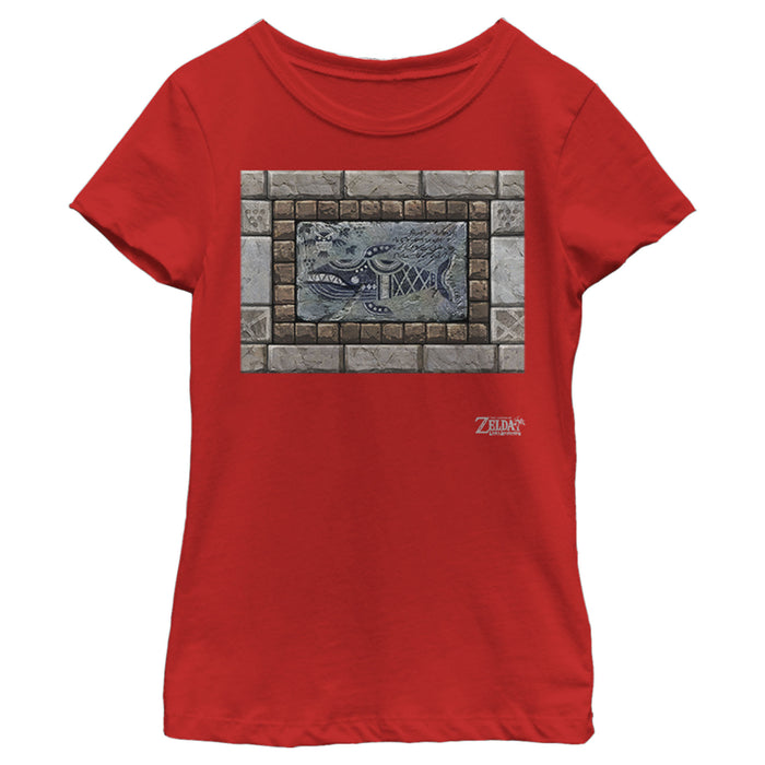 Fifth Sun Girl's Nintendo Legend Of Zelda Link's Awakening Whale Stone Tablet T-Shirt