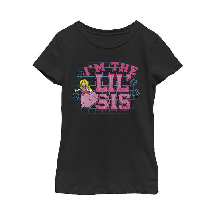 fifth sun Girl's Nintendo Lil' Sis Princess Peach T-Shirt