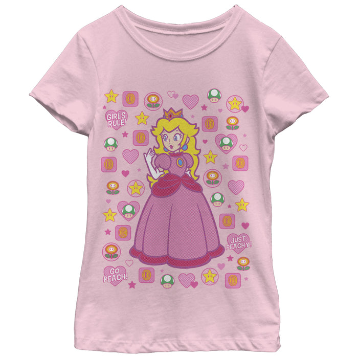 fifth sun Girl's Nintendo Princess Peach Girls Rule T-Shirt
