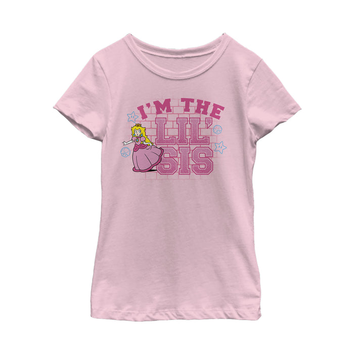 fifth sun Girl's Nintendo Princess Peach Lil' Sis T-Shirt