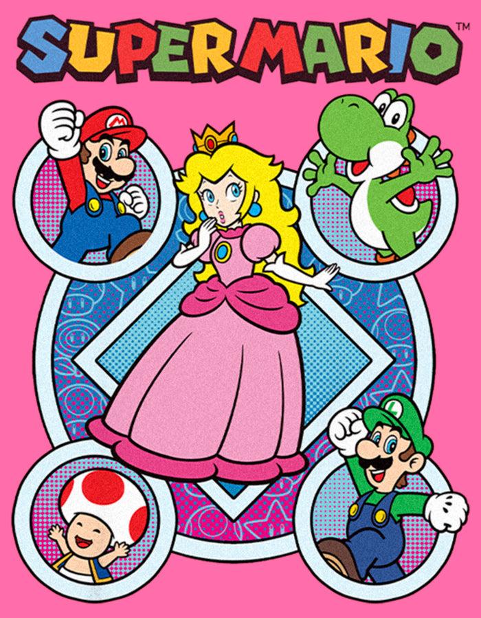 Fifth Sun Girl's Nintendo Super Mario Bros Princess Peach Character Circles T-Shirt