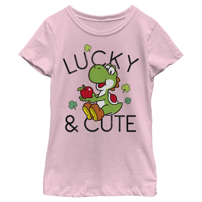 Fifth Sun Girl's Nintendo Super Mario Yoshi St. Patrick's Day Lucky And Cute T-Shirt