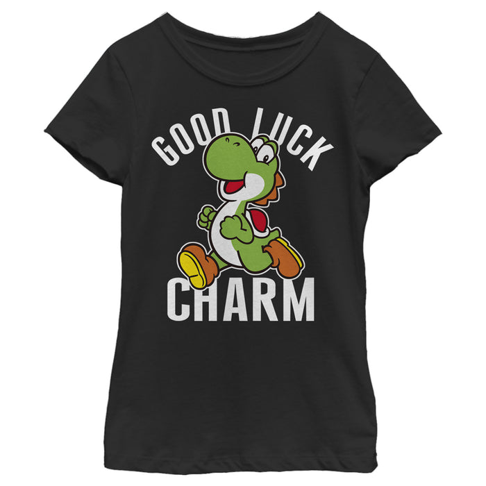 fifth sun Girl's Nintendo Super Mario Yoshi St. Patrick's Good Luck Charm T-Shirt