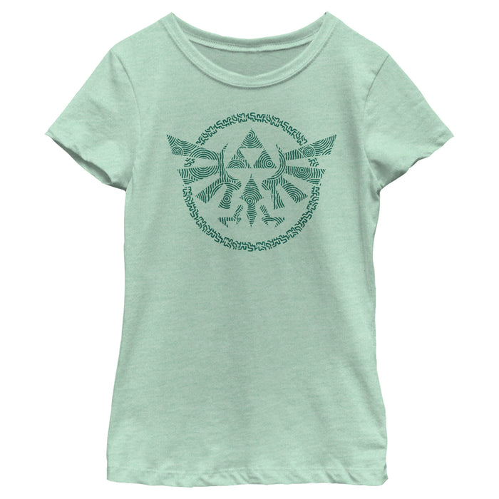 fifth sun Girl's Nintendo The Legend of Zelda: Tears of the Kingdom Green Hyrule Crest T-Shirt