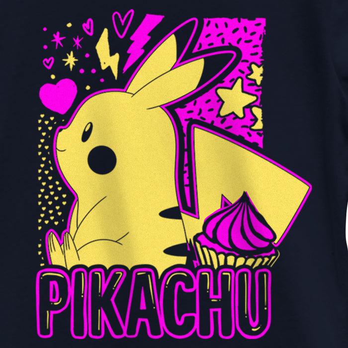 Fifth Sun Girl's Pokemon Pikachu Sweet Cupcake Neon T-Shirt