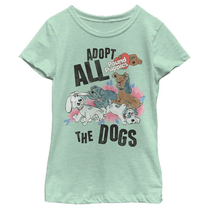 fifth sun Girl's Pound Puppies Adopt All the Dogs T-Shirt