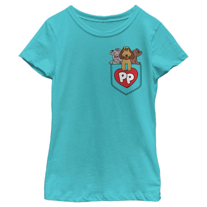 fifth sun Girl's Pound Puppies Puppy Pocket T-Shirt