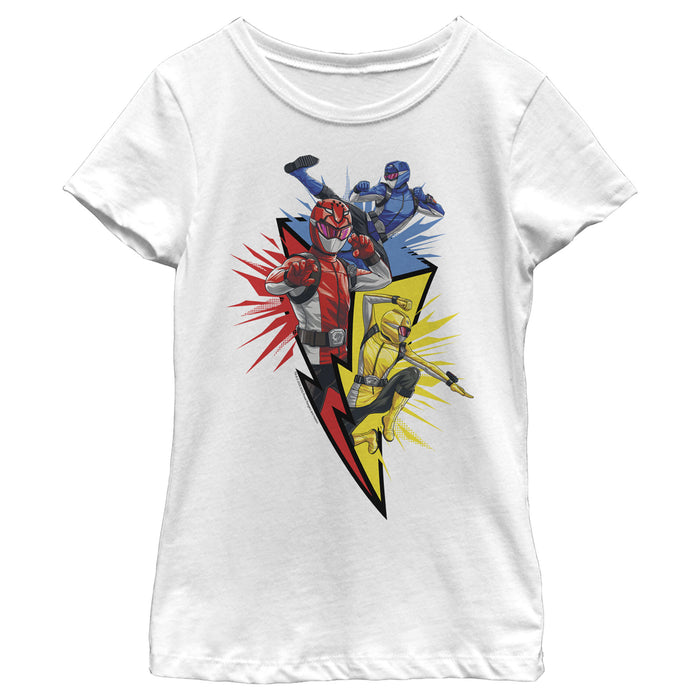 fifth sun Girl's Power Rangers Beast Morphers Lightning Bolt T-Shirt