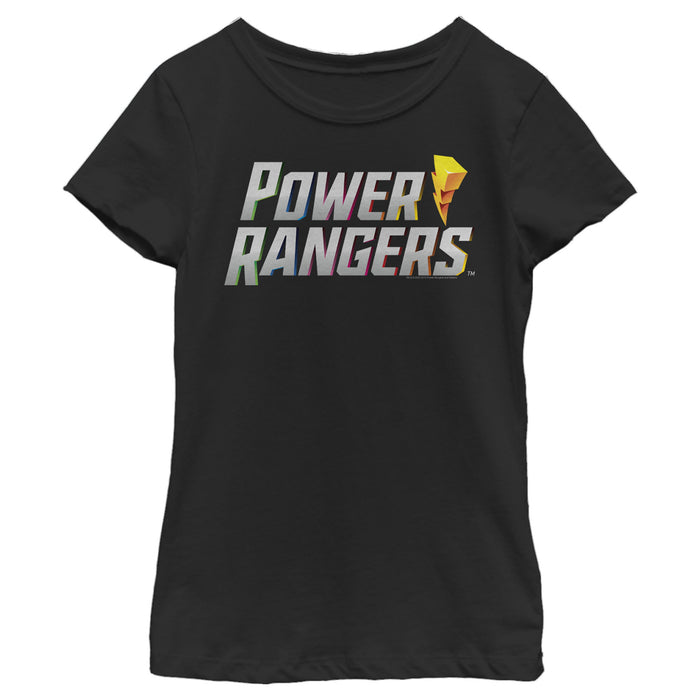 fifth sun Girl's Power Rangers Lightning Bolt Logo T-Shirt