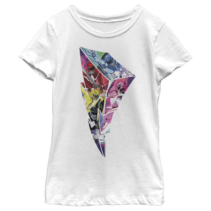 fifth sun Girl's Power Rangers Lightning Bolt Pattern T-Shirt