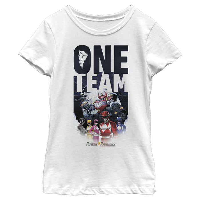 fifth sun Girl's Power Rangers One Team Poster T-Shirt