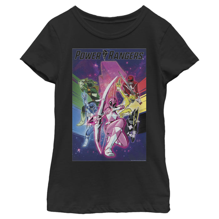 fifth sun Girl's Power Rangers Rainbow Poster T-Shirt