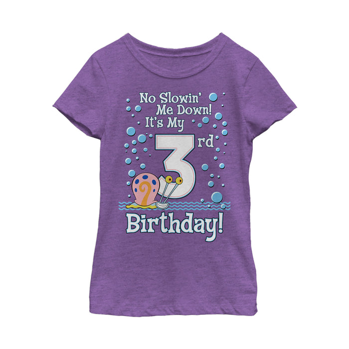 fifth sun Girl's SpongeBob SquarePants Gary 3rd Birthday T-Shirt