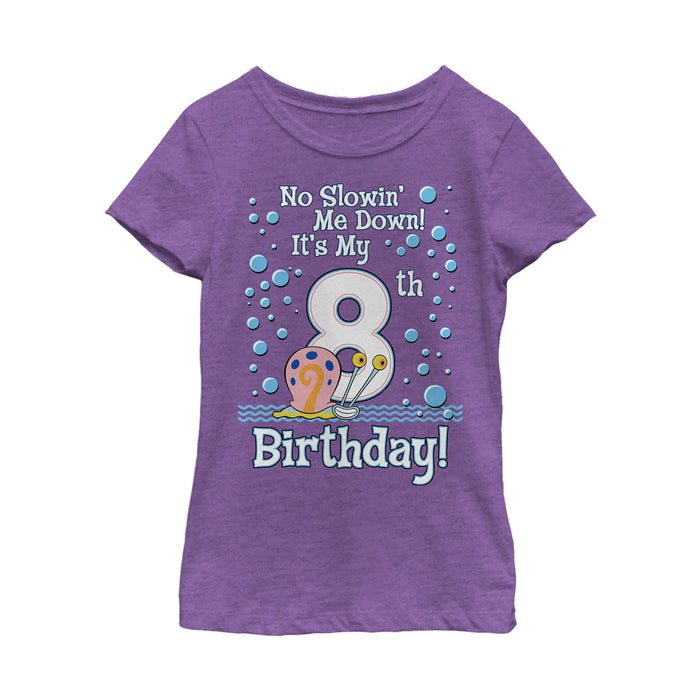 fifth sun Girl's SpongeBob SquarePants Gary 8th Birthday T-Shirt
