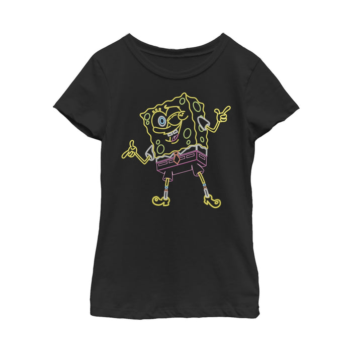 fifth sun Girl's SpongeBob SquarePants Neon Attitude T-Shirt