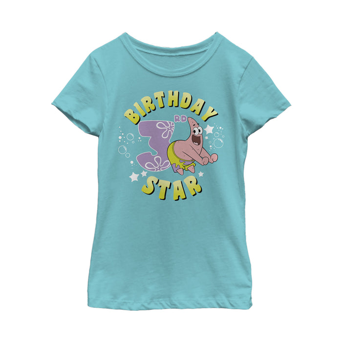 fifth sun Girl's SpongeBob SquarePants Patrick 3rd Birthday T-Shirt