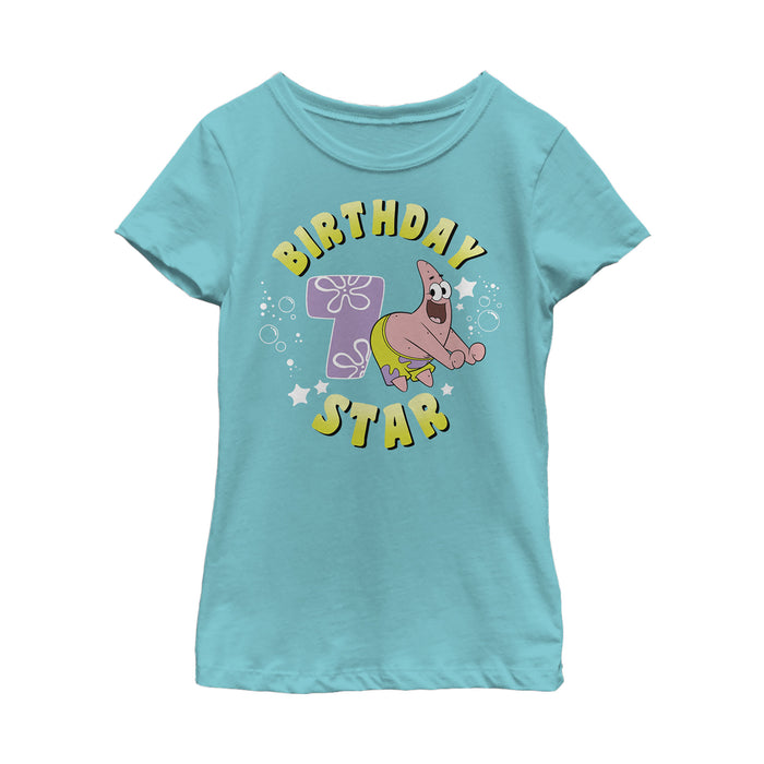 fifth sun Girl's SpongeBob SquarePants Patrick 7th Birthday T-Shirt