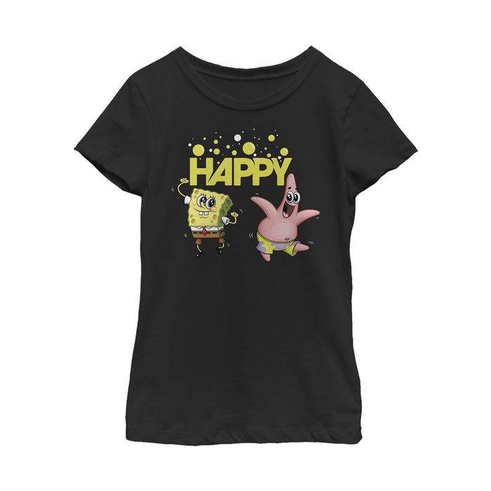 fifth sun Girl's SpongeBob SquarePants Puppy-Eyed Happiness T-Shirt