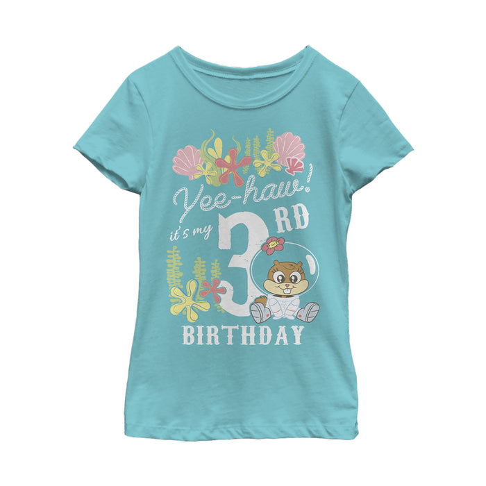 fifth sun Girl's SpongeBob SquarePants Sandy 3rd Birthday T-Shirt