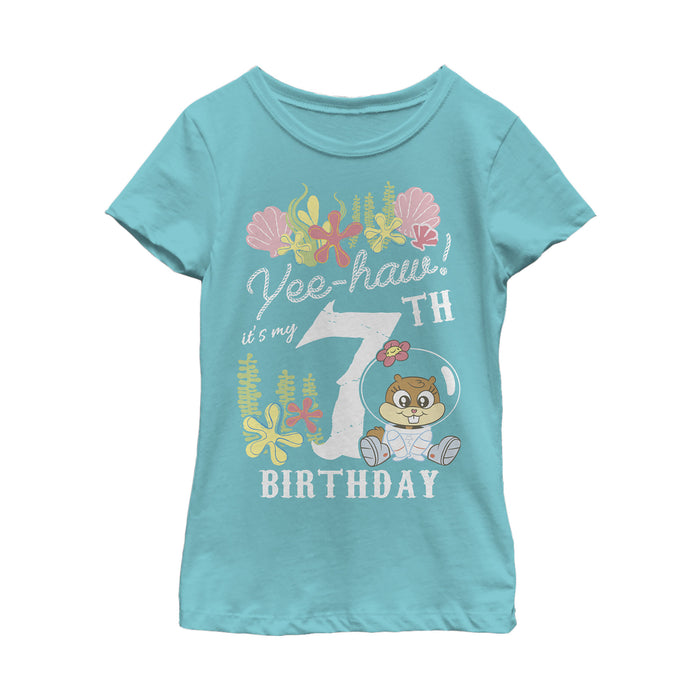 fifth sun Girl's SpongeBob SquarePants Sandy 7th Birthday T-Shirt