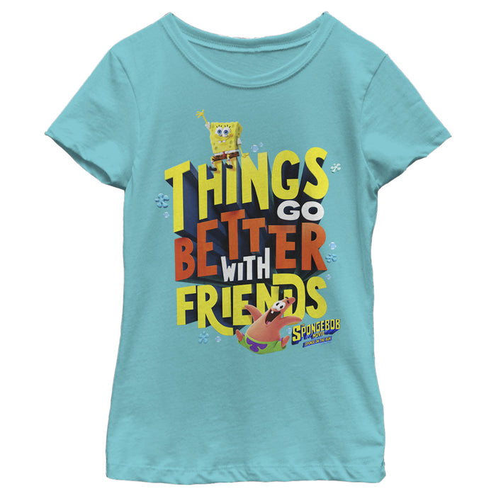 fifth sun Girl's SpongeBob SquarePants Sponge on the Run Better with Friends Motto T-Shirt