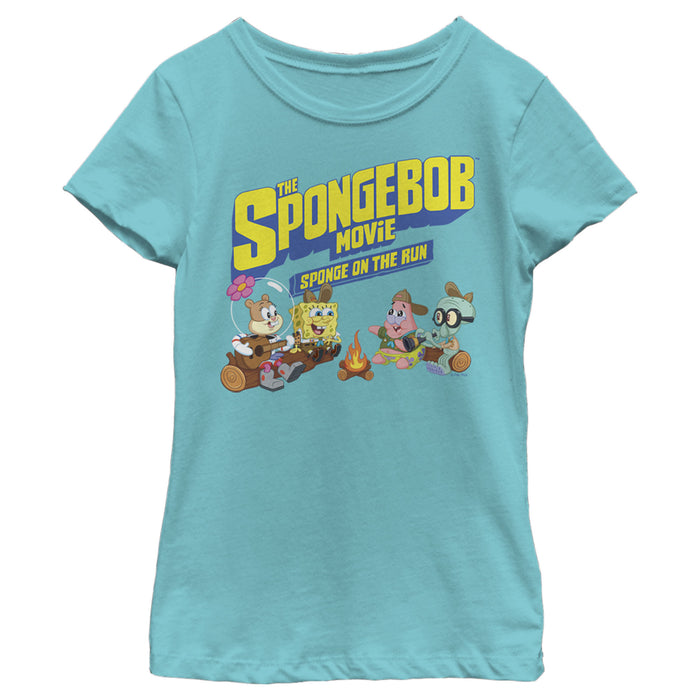 fifth sun Girl's SpongeBob SquarePants Sponge on the Run Camp Coral Campfire T-Shirt