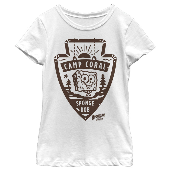 fifth sun Girl's SpongeBob SquarePants Sponge on the Run Camp Coral Patch T-Shirt